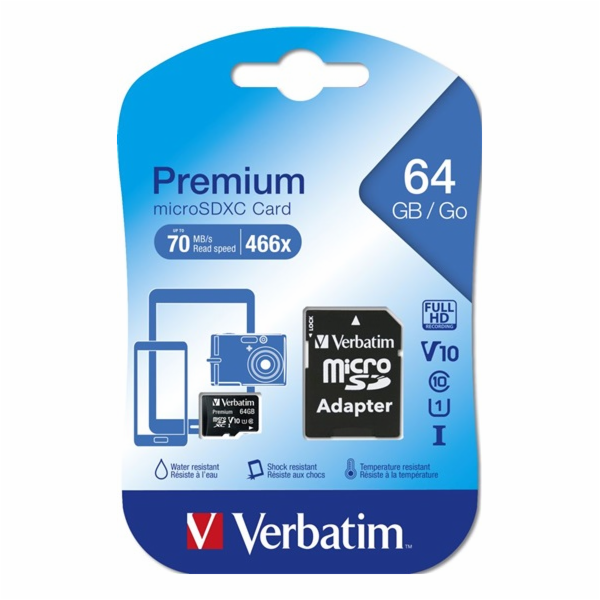 VERBATIM 44084 microSDXC 64GB cl10 adapt