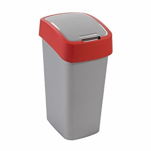 Koš Curver® FLIP BIN 45 litrů, šedostříbrný/červený, na o...