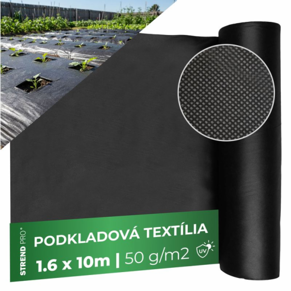 Textilie netkaná 1,6x10 m černá (50 g/m2)