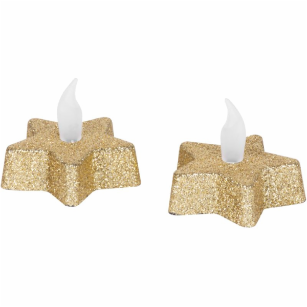 Svíčka MagicHome Vánoce, LED hvězda, zlatá, teplá bílá, 5...