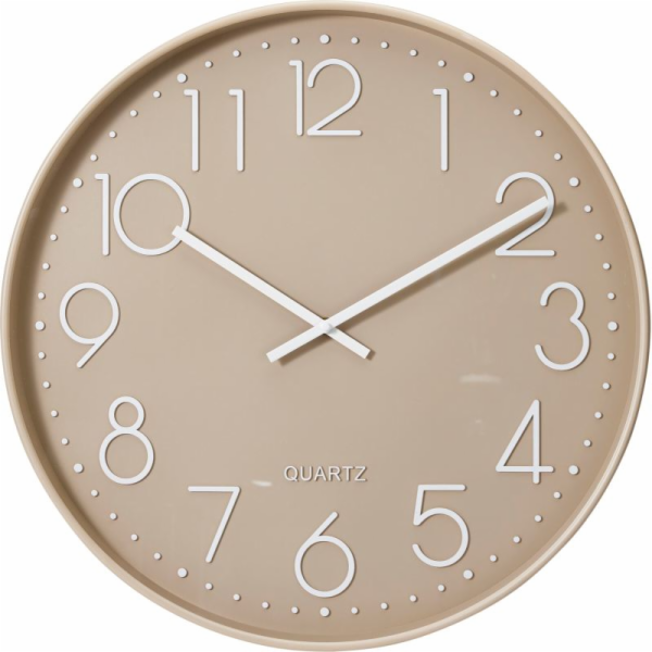 DKD Home Decor NÁSTĚNNÉ SKLENĚNÉ HODINY 50CM - PÍSKOVÉ