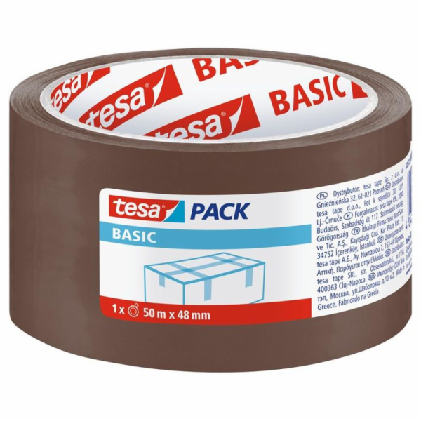 Páska tesa® BASIC, balicí, lepicí, hnědá, 48 mm, L-50m