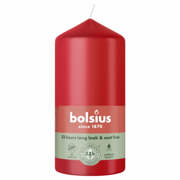 Svíčka, válcová Bolsius, 12/5,8 cm, červená