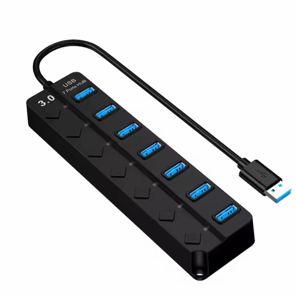 MEGATECH, 7x USB (3,2) Hub, USB-A, vypínač