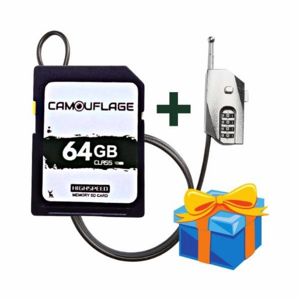Camouflage zámek proti krádeži + 64GB SD