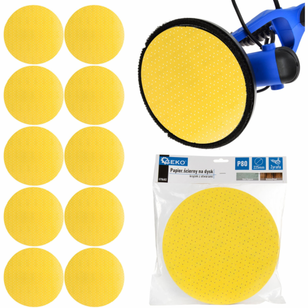 Geko Brusný papír na kotouč – kotouč s otvory 225 mm P80 ...