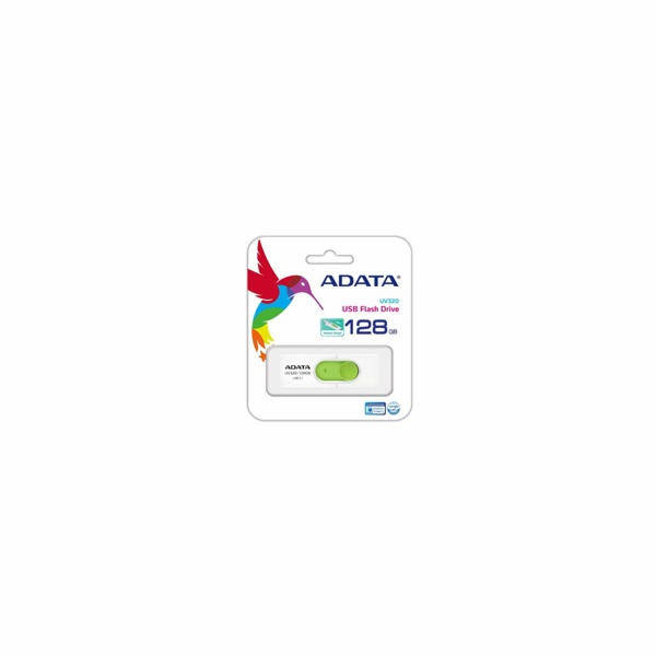 ADATA Flash Disk 64GB UV320, USB 3.1 Dash Drive, bílá/zelená
