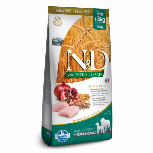 FARMINA N&D Ancestral Grain Selection Adult Medium & Maxi...