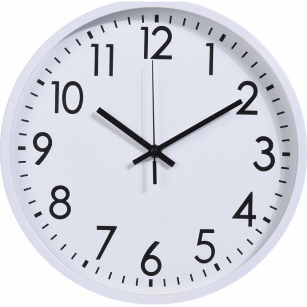 Hodiny nástěnné plast 30 cm bílý rám KO-837000110bila