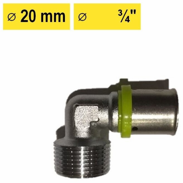 Koleno 873420A lisované, 20x2,00-3/4", vnější závit