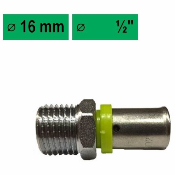 Konektor 872410A Press Fit, 16x2,00-1/2", vnější závit