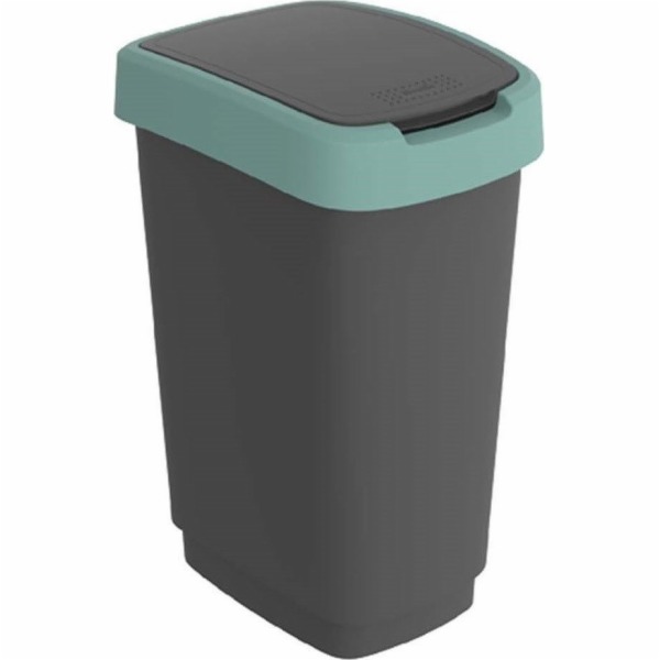 Odpadkový koš Rotho Twist, černá/tmavě zelená, 25l
