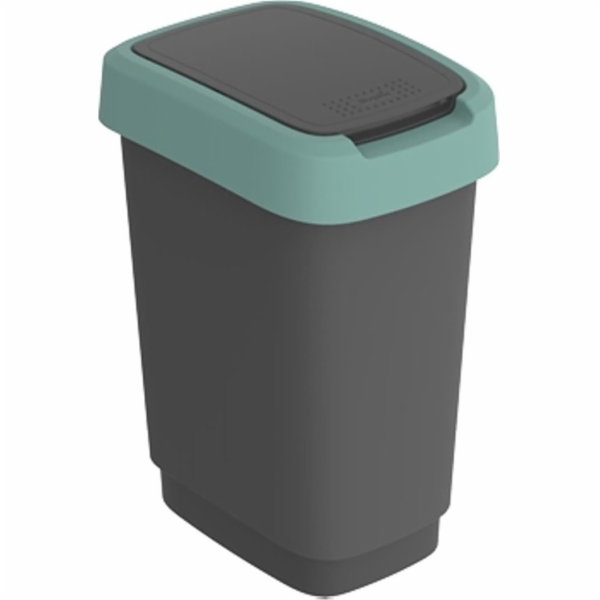 Odpadkový koš Rotho Twist, černá/tmavě zelená, 10l