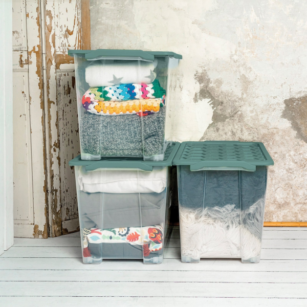 Úložný box s kolečky Rotho, 65 l, 583 x 392 x 410 mm