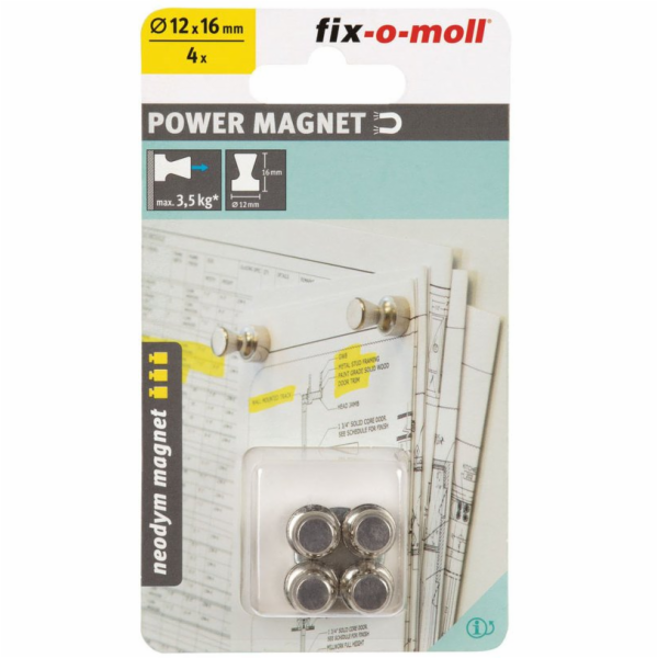 Magnety Fix-O-Moll 3562820, 12 x 16 mm, 4 ks.