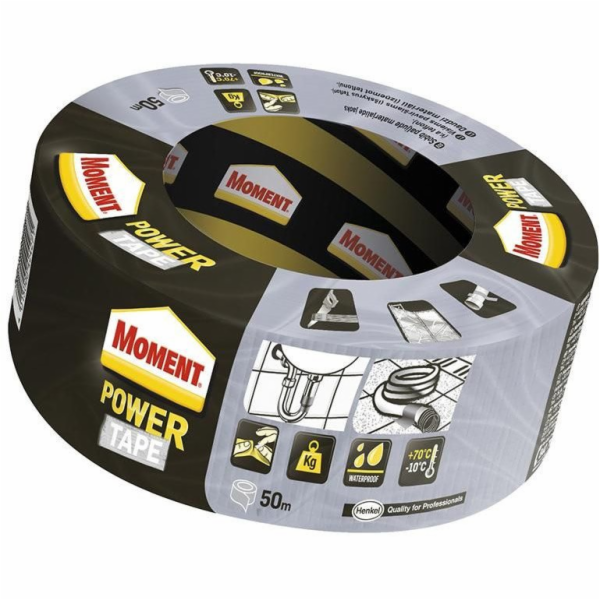 Lepicí páska MOMENT POWER TAPE, 50 m × 50 mm, stříbrná