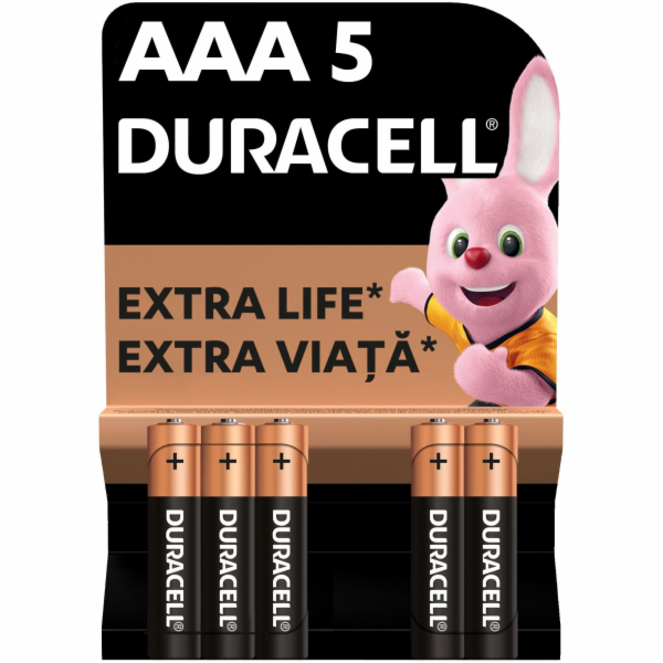 Prvky DURACELL, AAA/LR03, 1,5V, 5 ks.