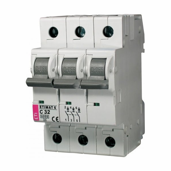 Automatický spínač Eti MAT6, 3P, C, 32A, 6kA