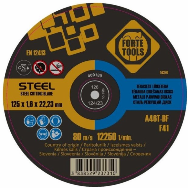 Řezný kotouč na kov FORTE TOOLS 125X1,6X22