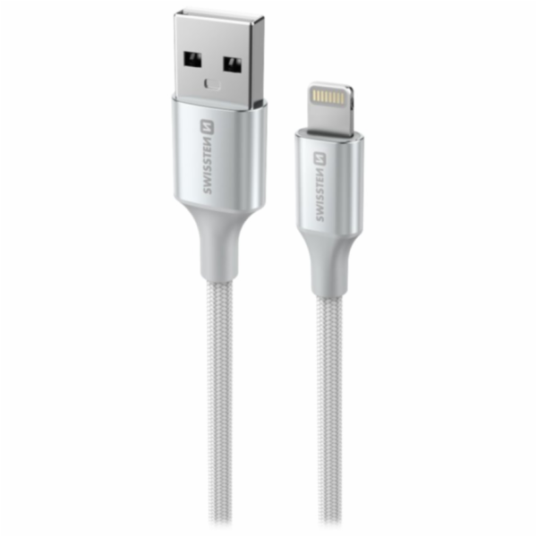 SWISSTEN DATOVÝ KABEL TEXTILE II USB / LIGHTNING 1,5 M BÍLÝ