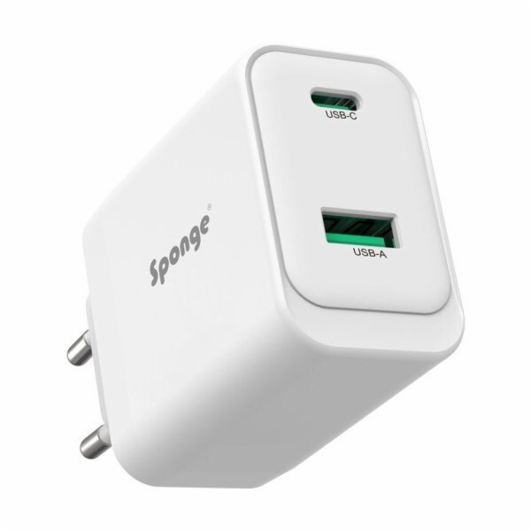 Adaptér Sponge C2 45W GaN, USB-C/USB-A, bílý