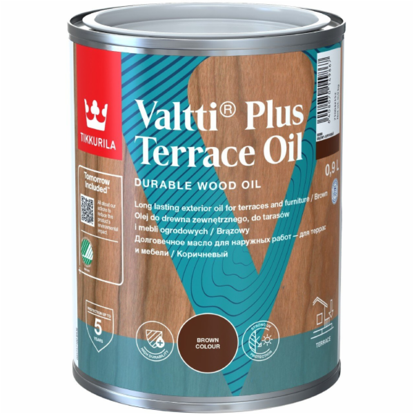 Olej na dřevo Tikkurila Valtti Terrace Oil+ hnědý 0,9l