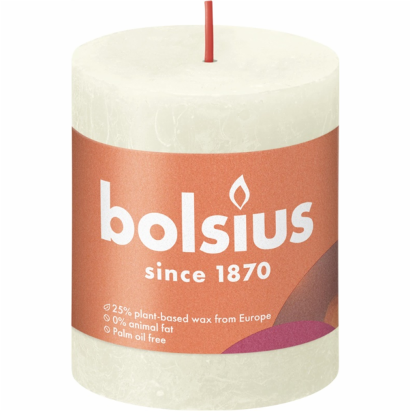 Svíčka, válcovitá Bolsius Rustic, 8/6,8 cm, barva slonové...
