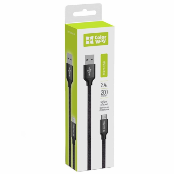 Colorway Datový Kabel Usb / Micro Usb/ 2m/ 2.4A/ Černý