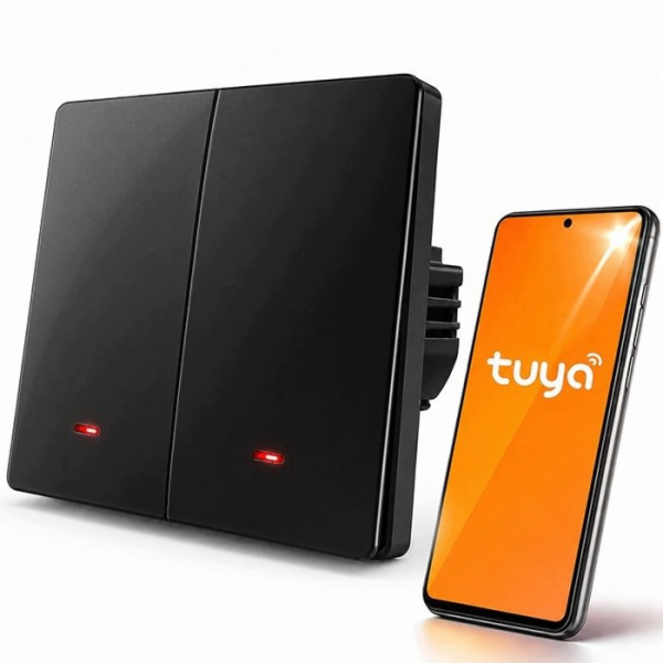Qoltec 52708 Chytrý 2násobný vypínač světel | WiFi | Časo...
