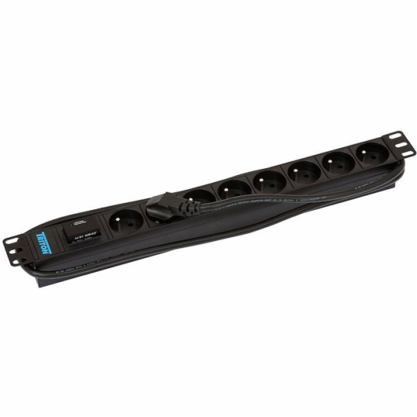 TRITON 19" rozvodný panel 8x230V - 2m, bleskojistka, černý