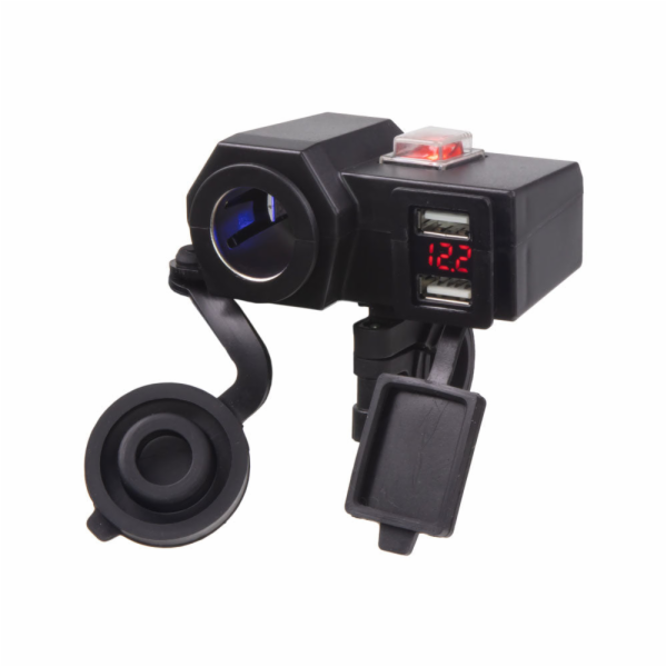 Nabíječka USB STU 34701 s voltmetrem a CL zásuvkou na mot...