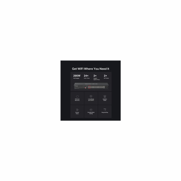 Switch TP-Link Mercusys MS128GP 2x GLAN, 24x GLAN s PoE+,...