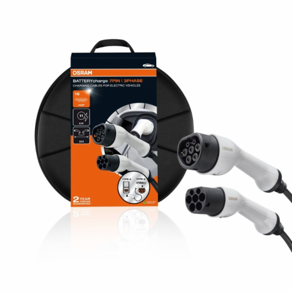 Kabel nabíjecí OSRAM typ 2 11kW 16A 3 fáze 5m pro elektro...