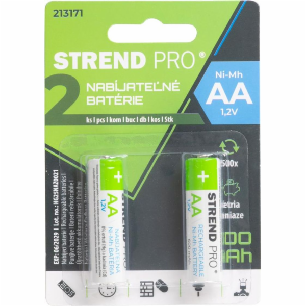 Baterie Strend Pro, nabíjecí, tužková, AA, 600 mAh Ni-Mh,...