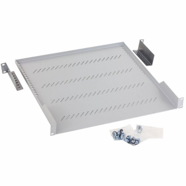 TRITON Police s perforací 19", 1U/450mm, nosnost 40kg, šedá