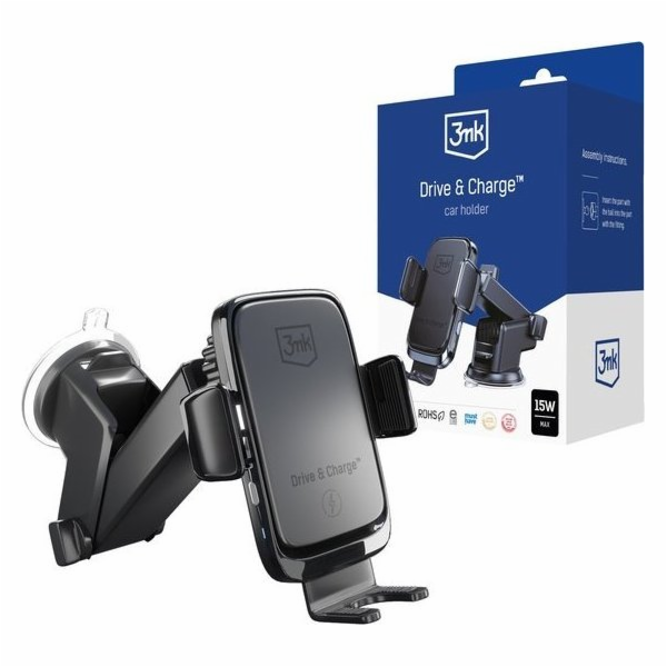 3mk držák do auta Drive & Charge, 15W bezdrátové nabíjení