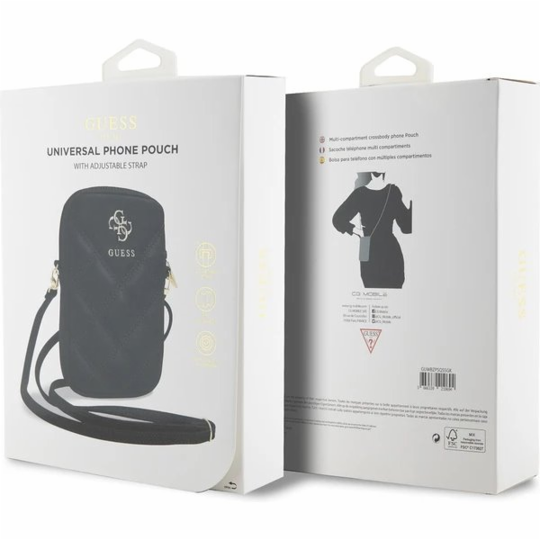 Guess kabelka GUWBZPSQSSGKčerná/černá zip prošívaná 4G
