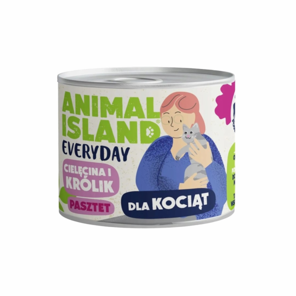 ANIMAL ISLAND Everyday Veal and rabbit for kittens - mokr...