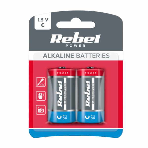 Baterie C (R14) alkalická REBEL Alkaline Power 2ks / blis...