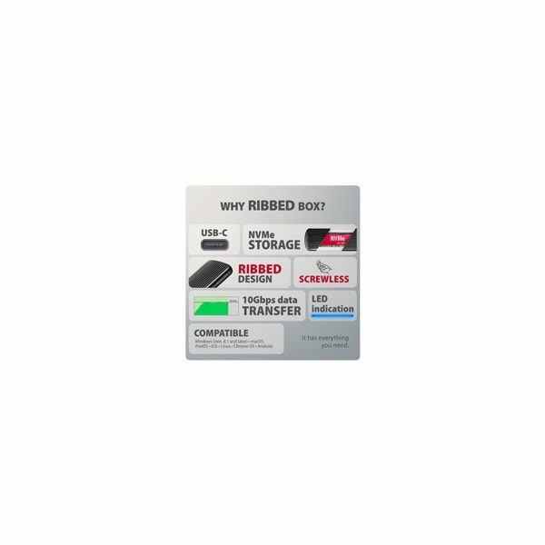 AXAGON EEM2-SC, USB-C 10Gbps externí box pro M.2 NVMe SSD...