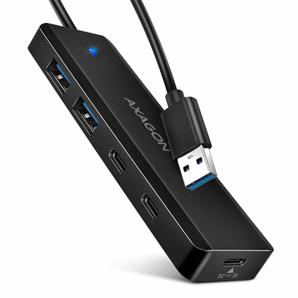 AXAGON HUE-C2A, 4× USB 5Gbps TRAVEL hub, 2× USB-A + 2× US...