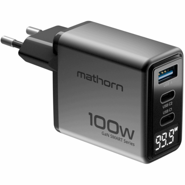 Mathorn Nabíječka USB GaN 100W C2A1 PD3.0 QC4.0 LED EU (M...