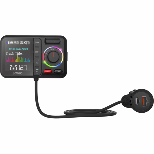 SAVIO TR-18 FM vysílač s Bluetooth a PD nabíječkou