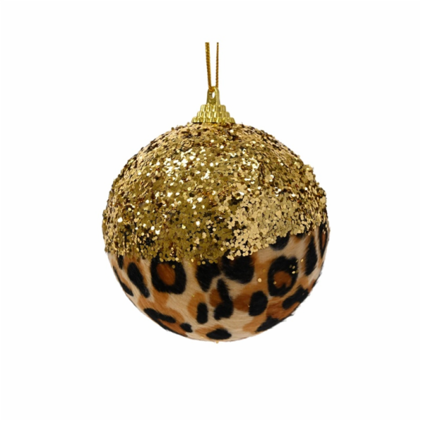 Vánoční hračka na stromeček Decoris Leopard, hnědá, 8 cm
