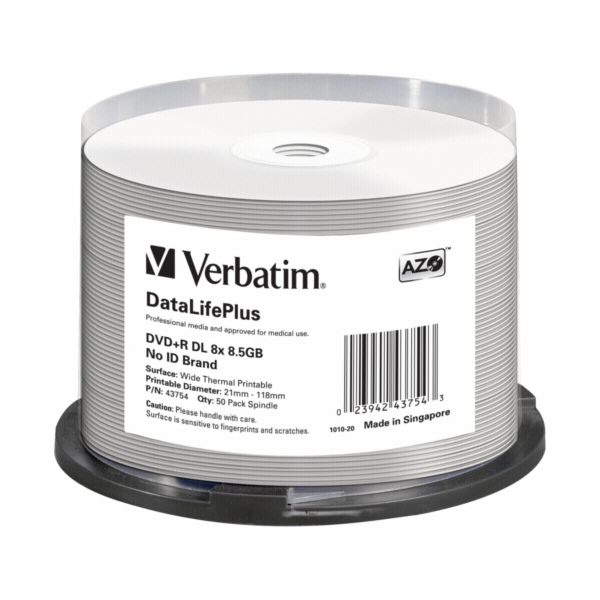 1x50 Verbatim DVD+R Double Layer 8x Speed 8,5GB thermal p...