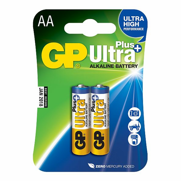 Baterie AA (R6) alkalická GP Ultra Plus Alkaline  2 ks