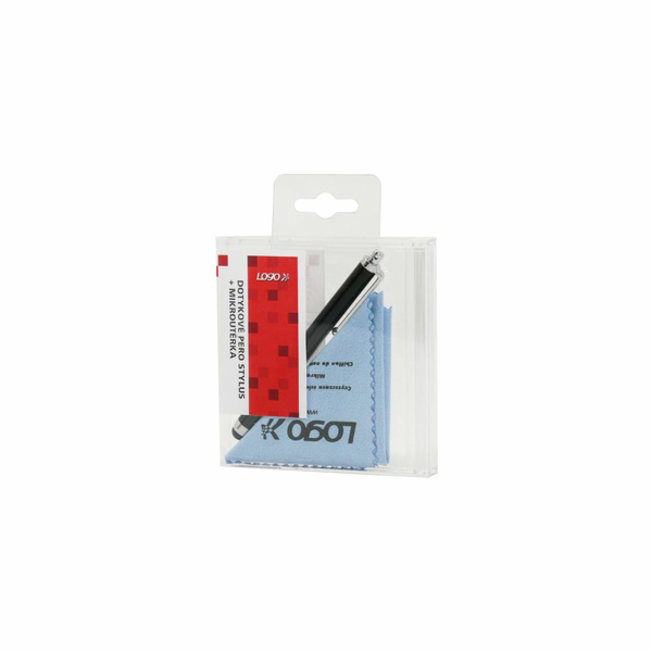 SUK009K Stylus černý + mikroutěrka LOGO