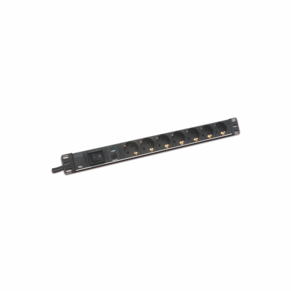 DIGITUS 19" PDU, 1U hliník, SCHUKO -> 7x CEE 7/4, JISTIČ