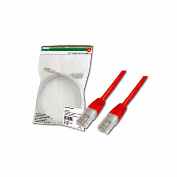 Digitus Patch Cable, UTP, CAT 5e, AWG 26/7, měď, červený,...