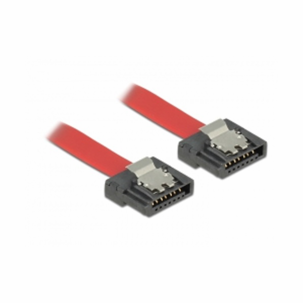 Delock kabel SATA FLEXI 6 Gb/s 50 cm červený kovová spona
